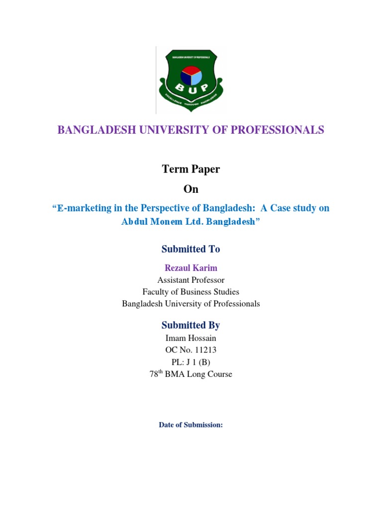Bangladesh University of Professionals: Term Paper On | PDF | Data | Brand