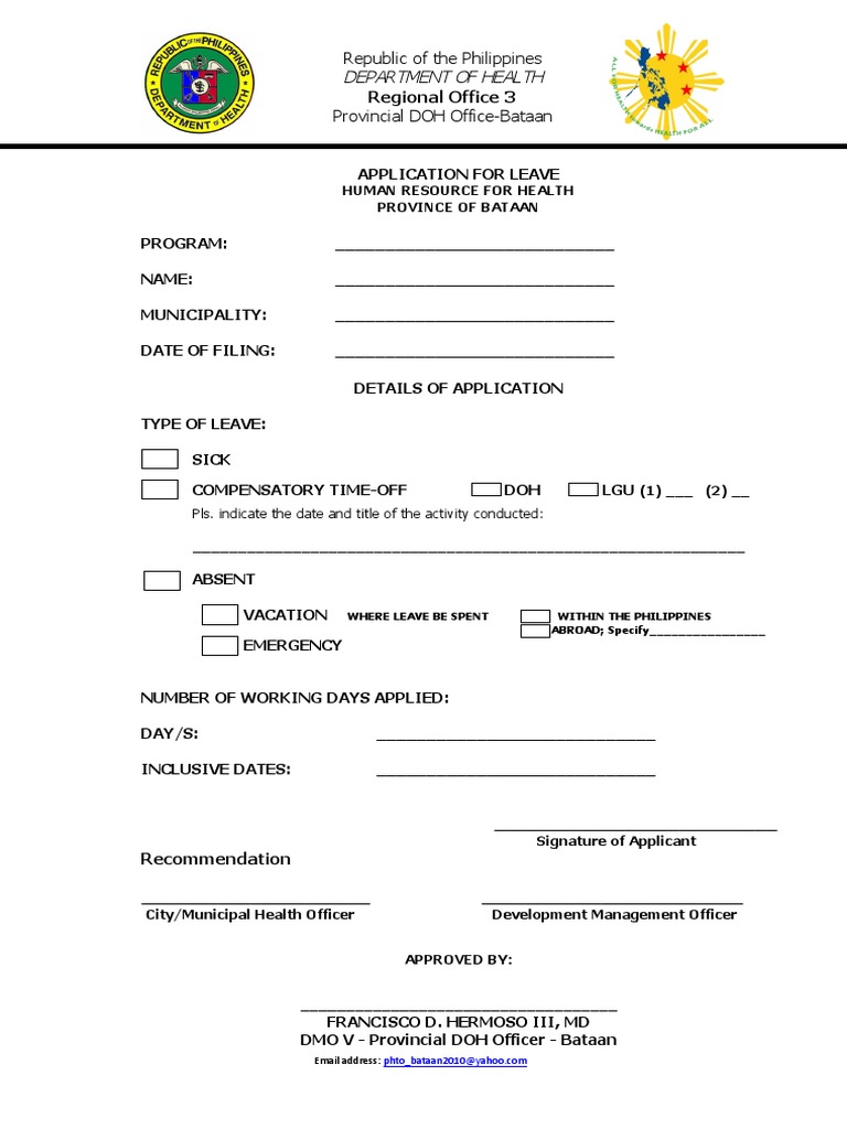 Application For Leave - HRH | PDF | Finance & Money Management