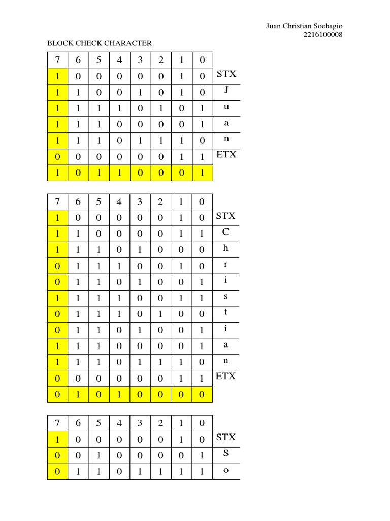 Block Check Character Data Analysis | PDF