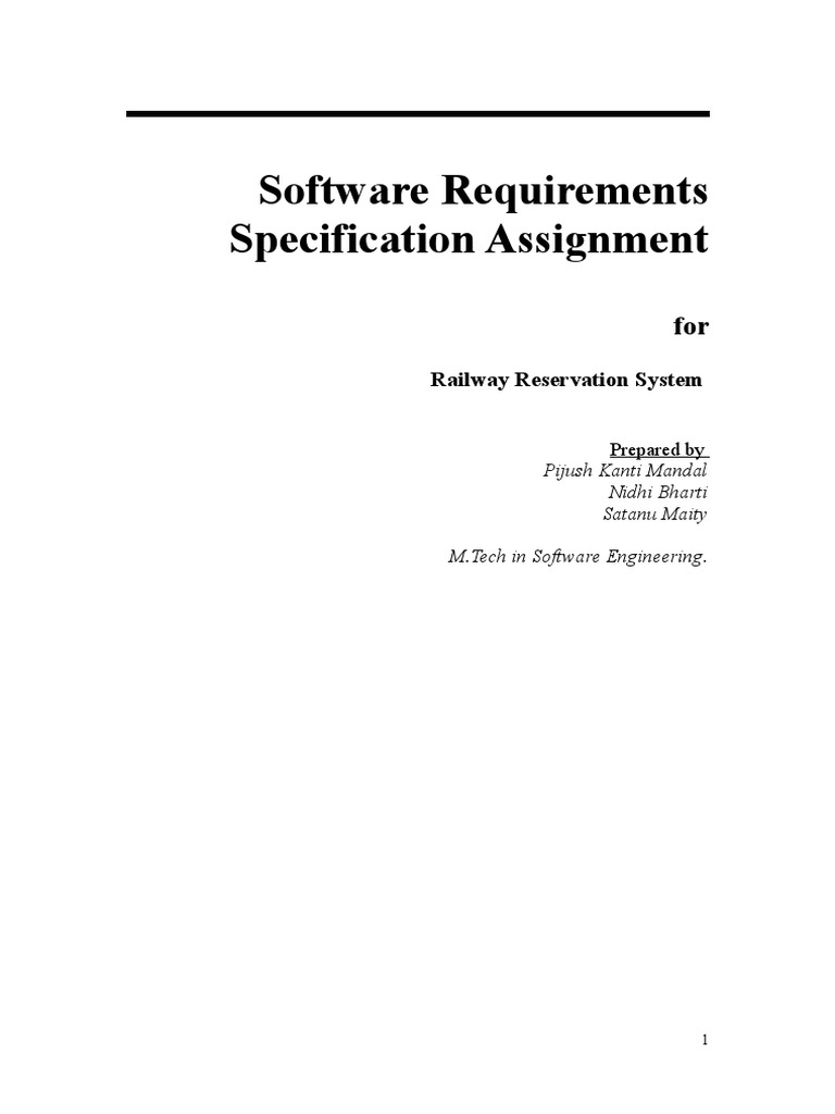 Railway Reservation System SRS Document | PDF | User (Computing ...