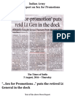 Indian Army - News Report On Sex For Promotions