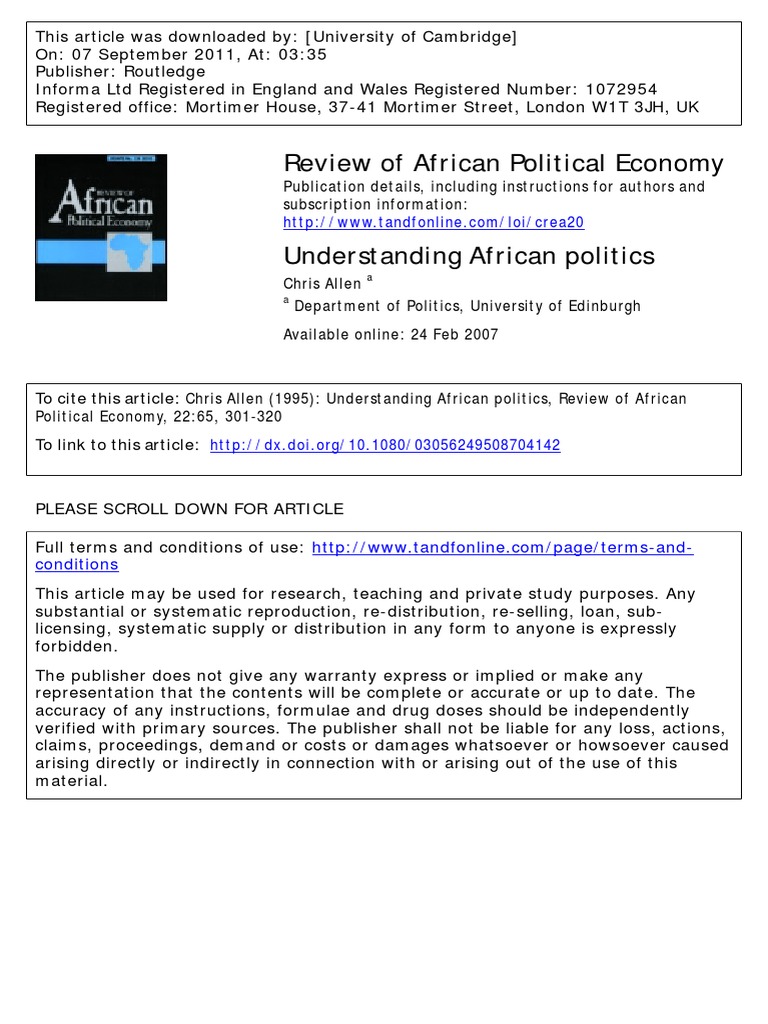 Review of African Political Economy | PDF | Decolonization | Africa