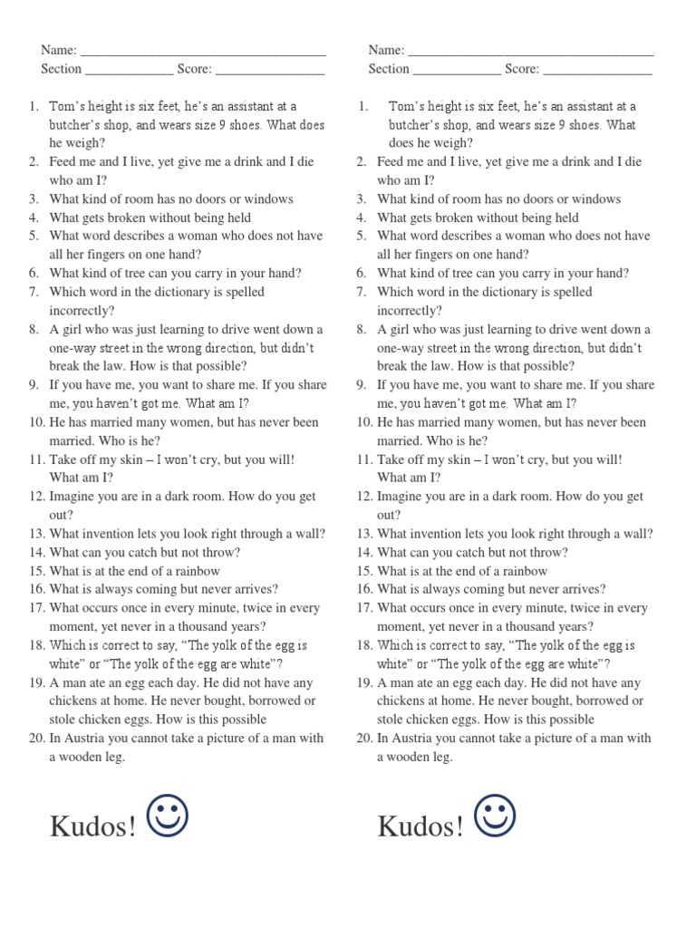 Brain Teaser PDF Yolk Egg