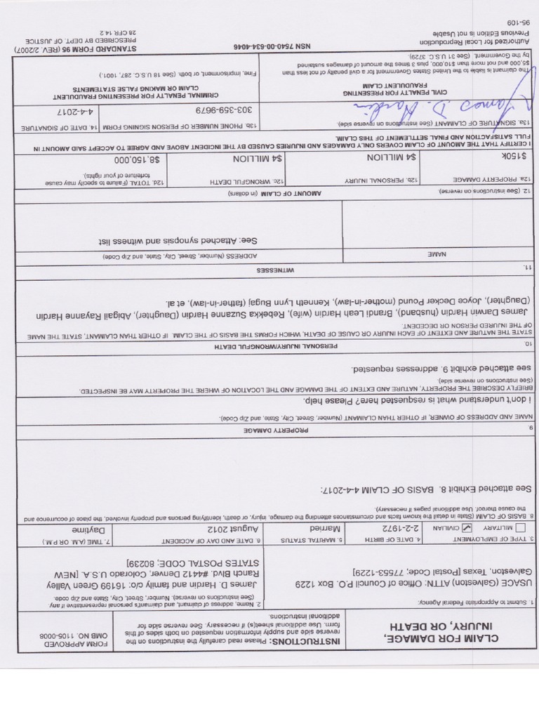 Hardin Family SF95 Form Submission 4-4-2017 | PDF