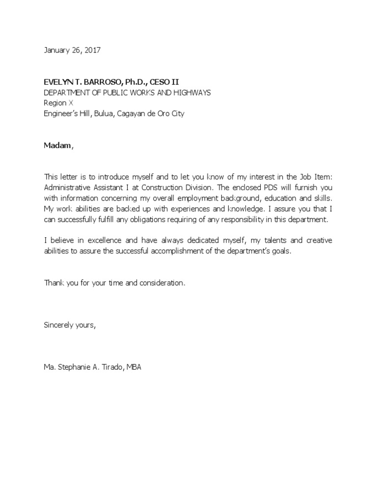 Application for Administrative Assistant I | PDF