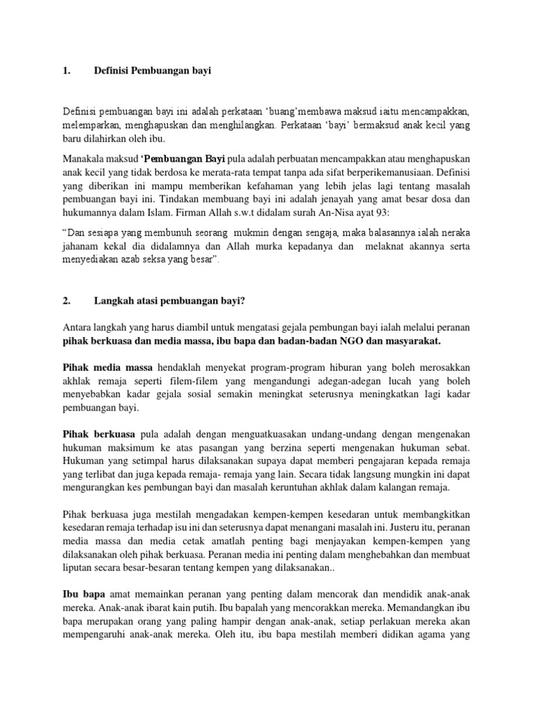 Tugasan Moral Buang Bayi Pdf