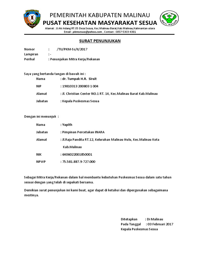 Surat Penunjukan Rekanan