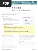 4 7 8 Breath Handoutpdf Breathing Clinical Medicine