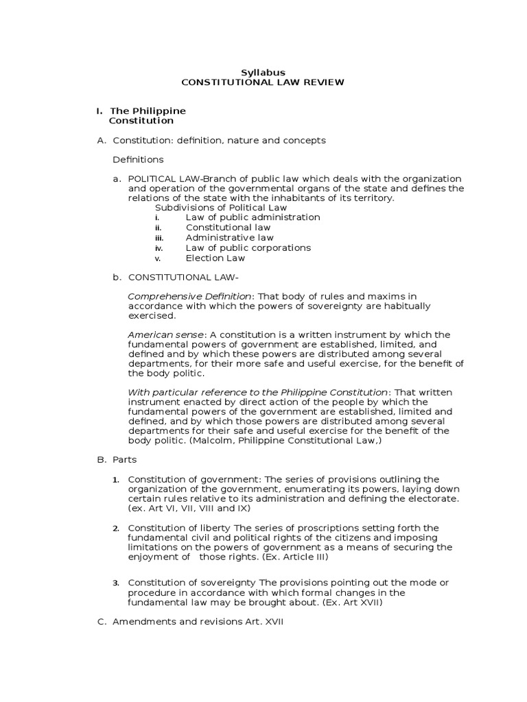 Philippine Constitutional Law Overview | PDF | Territorial Waters ...