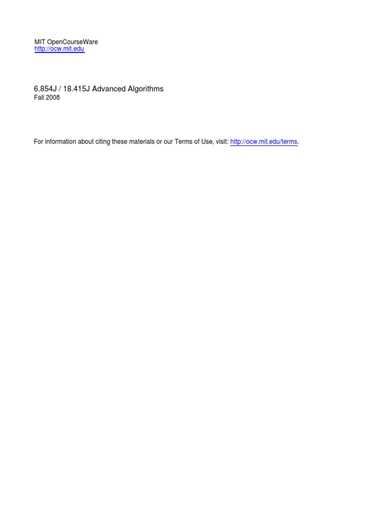 6 854j 18 415j advanced algorithms mit opencourseware pdf
