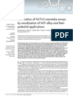 Fabrication of Ni-Ti-O Nanotube Arrays by Anodization of NiTi Alloy and Their Potential Applications