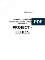Project - Ethics: University of Mumbai Thakur College of Science and Commerce