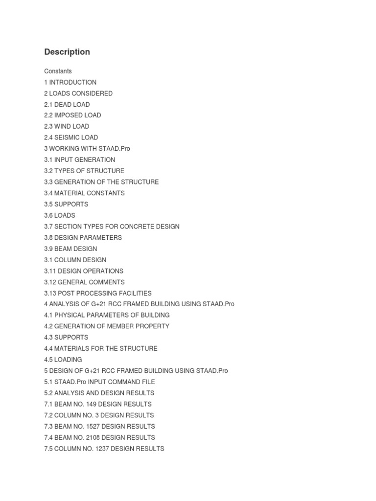 STAAD.Pro Analysis for G+21 RCC Building | PDF