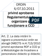 Ordin 5554 Din 07.10.2011 Regulament de Organizare Si Functionare a CCD - Sinteza