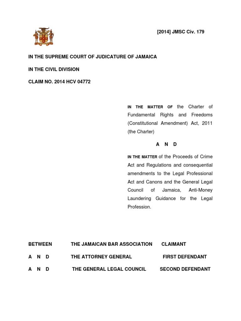 Jamaican Bar Association V Attorney General PDF Lawyer Money Laundering