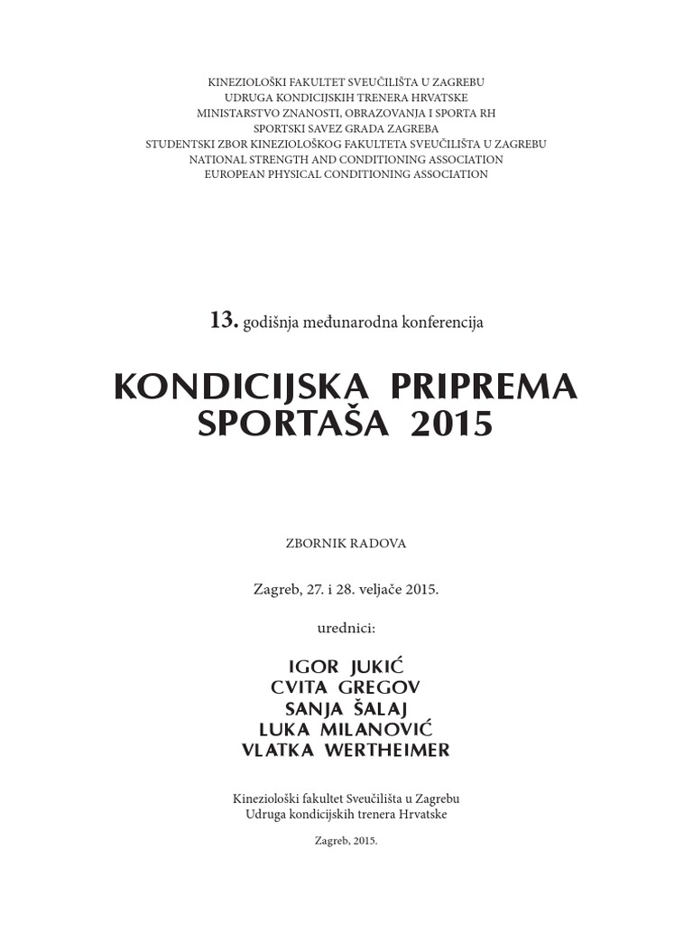 Kondicijska Priprema Sportaša 2015. | PDF