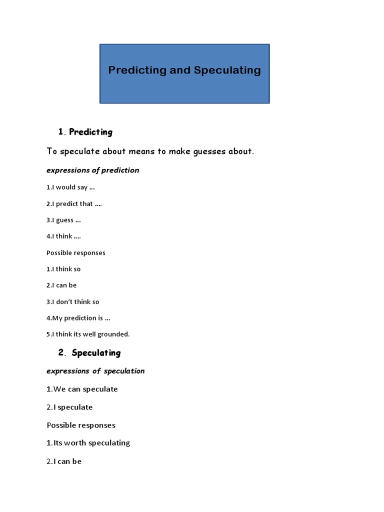 Predicting and Speculating PDF