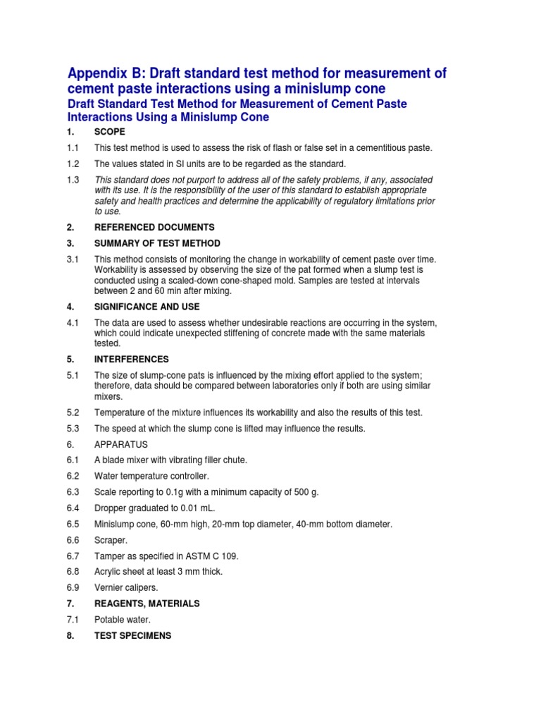 Mini Slump Test Procedure | Download Free PDF | Concrete | Chemistry