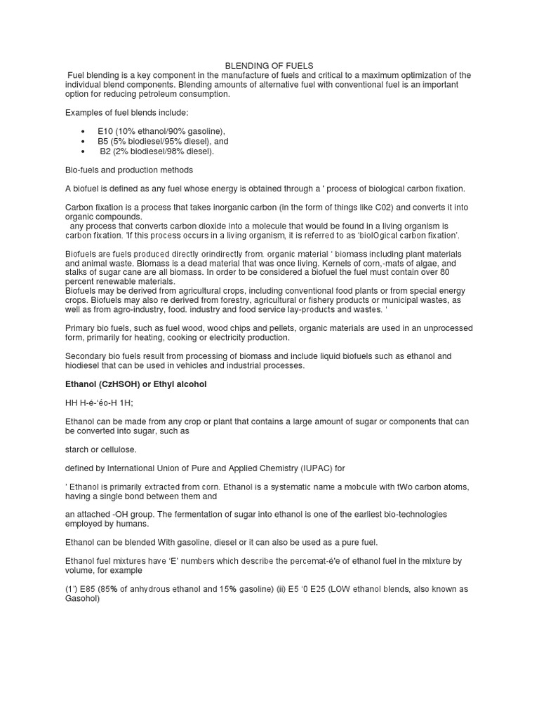 Blending of Fuels PDF Biofuel Ethanol