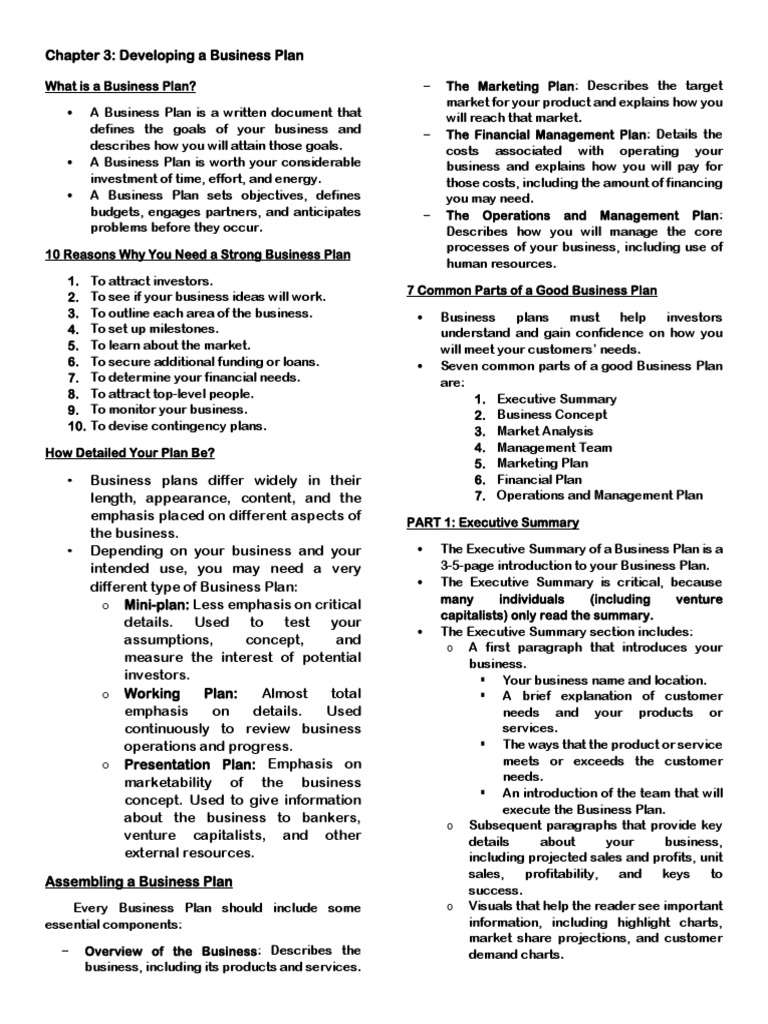 Business plan chapters image