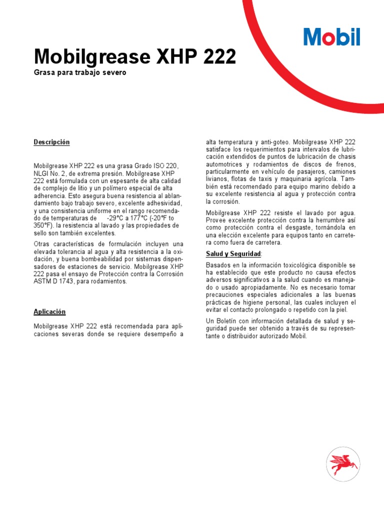 Mobilgrease XHP 222 | Water | Chemistry