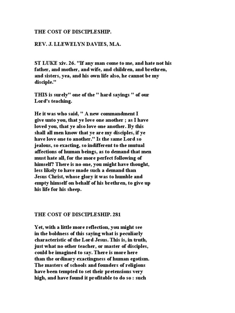 The Cost of Discipleship PDF | PDF | Disciple (Christianity) | Jesus