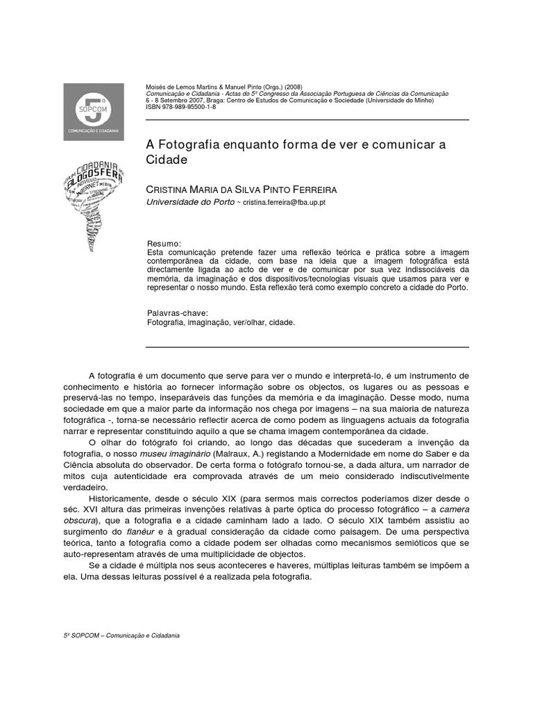 A Fotografia Enquanto Forma De Ver E Comunicar A Imagem - 