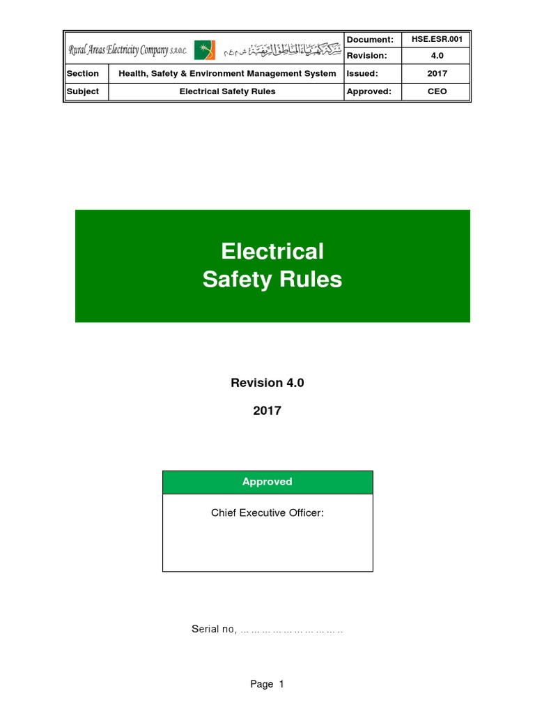 Electrical Safety Rules RB V4 Rev 3 Final PDF Personal Protective