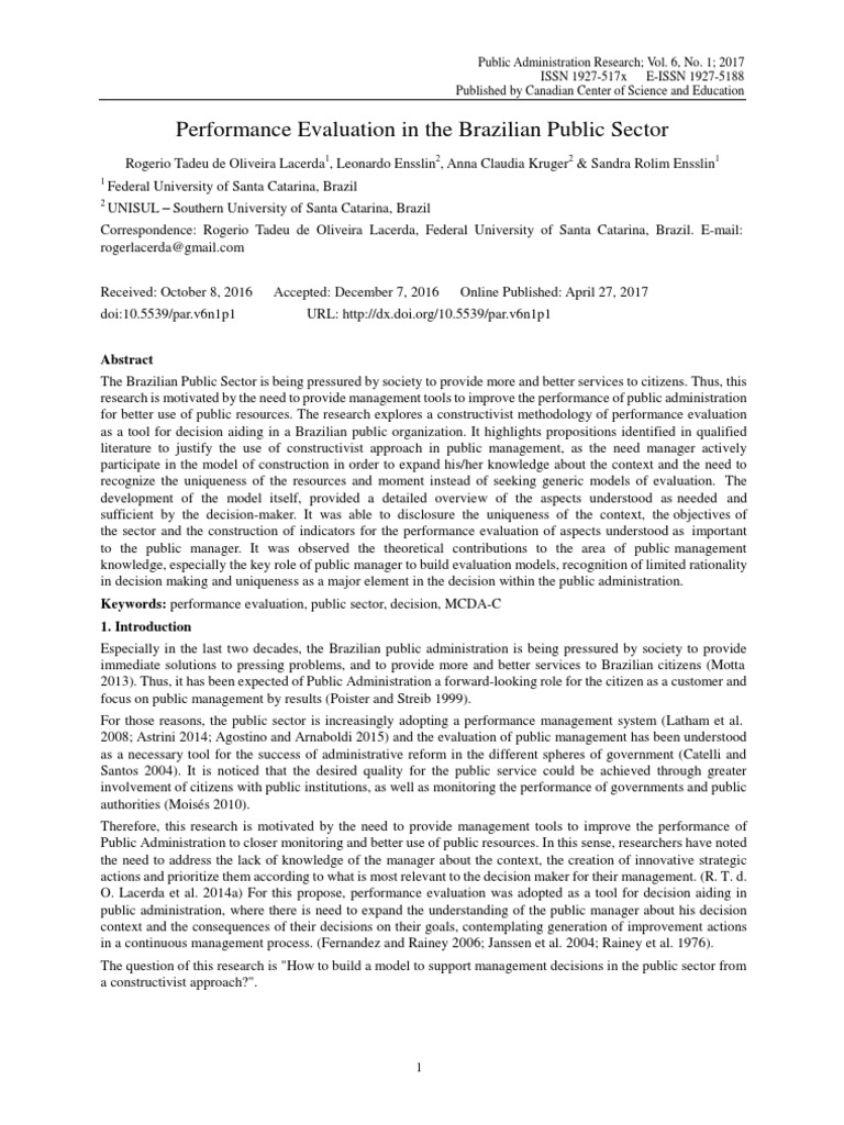 Performance Evaluation in The Brazilian Public Sector | PDF ...
