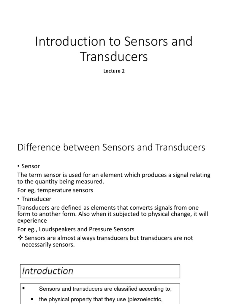 Lecture 2 Sensors and Transducers PDF Thermocouple Sensor