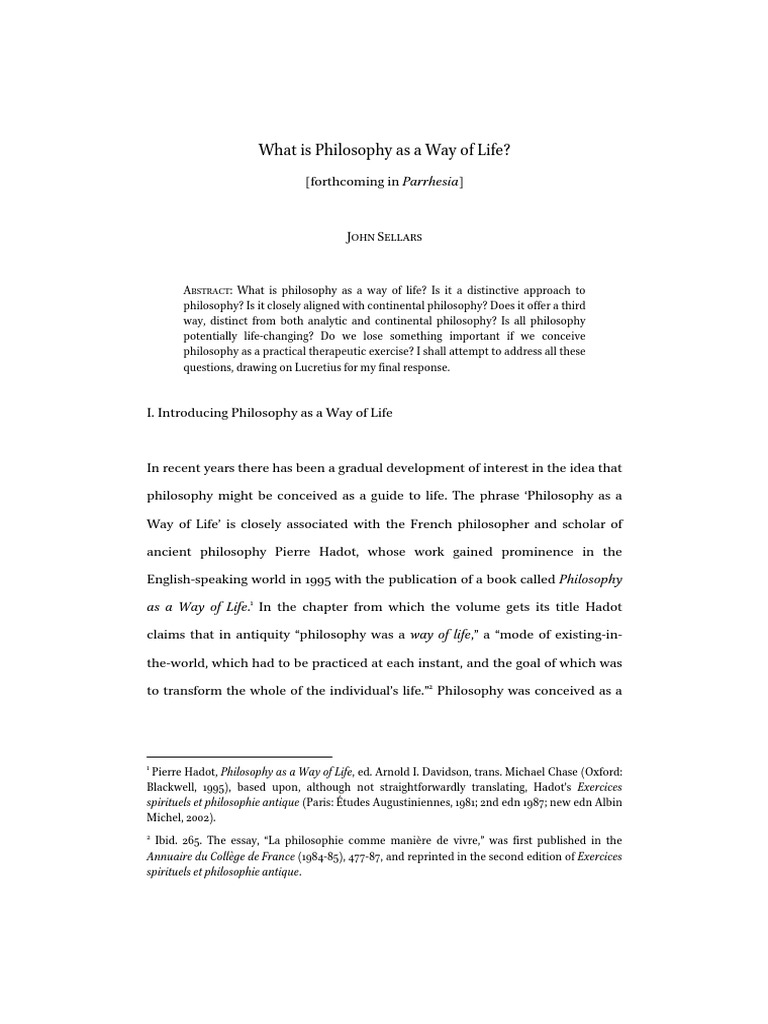 What Is Philosophy As A Way of Life | PDF | Aristotle | Socrates