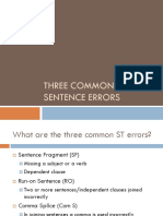 Three Common Sentence Errors