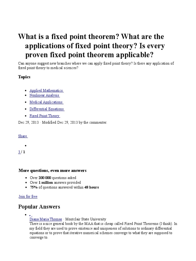 What Is Fixed Point Theory Mathematical Optimization Nonlinear System