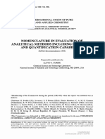 [Pure and Applied Chemistry] Nomenclature in Evaluation of Analytical Methods Including Detection and Quantification Capabilities (IUPAC Recommendations 1995)