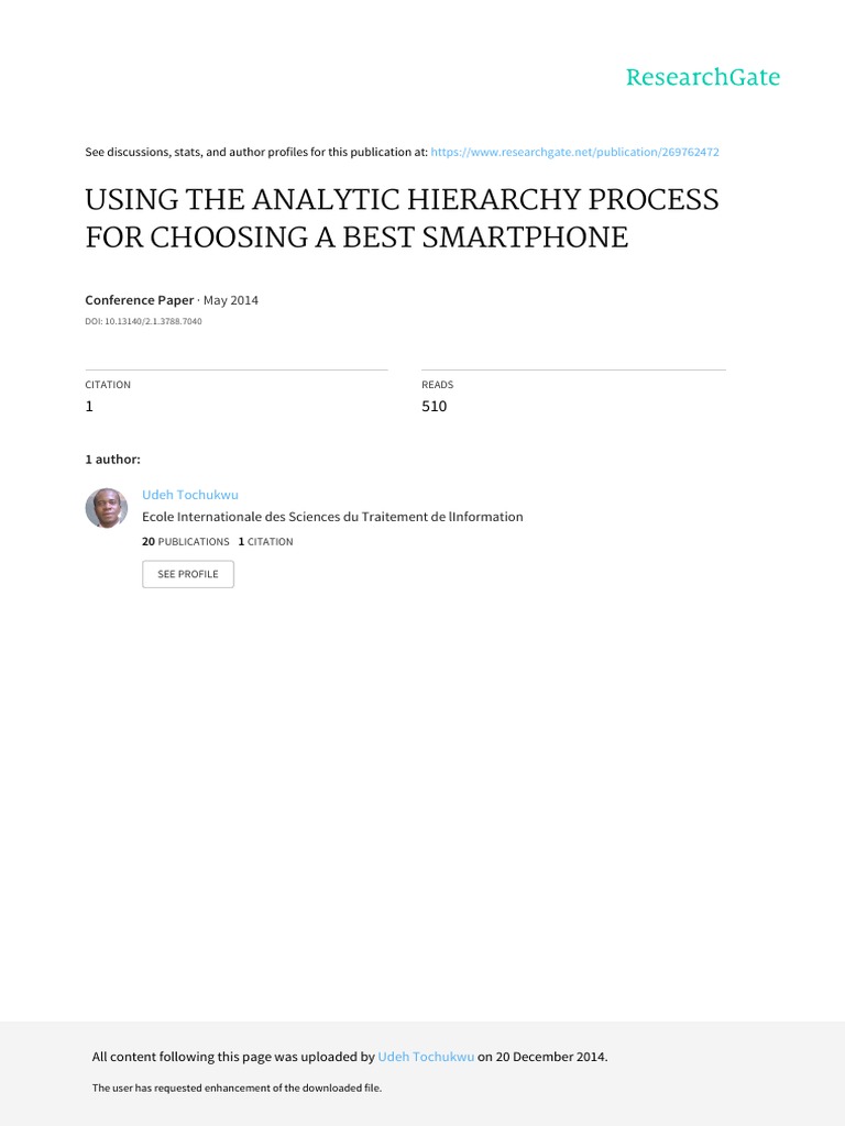 Using The Analytic Hierarchy Process For Choosing A Best Smartphone ...