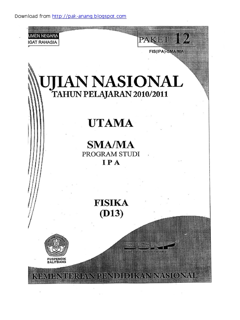 Naskah Soal  UN  Fisika  SMA  2020 Paket 12  pdf