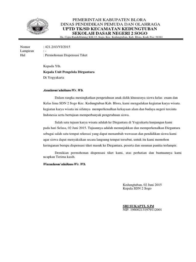 Karya Wisata Permohonan Dispensasi Tiket Dirgantara