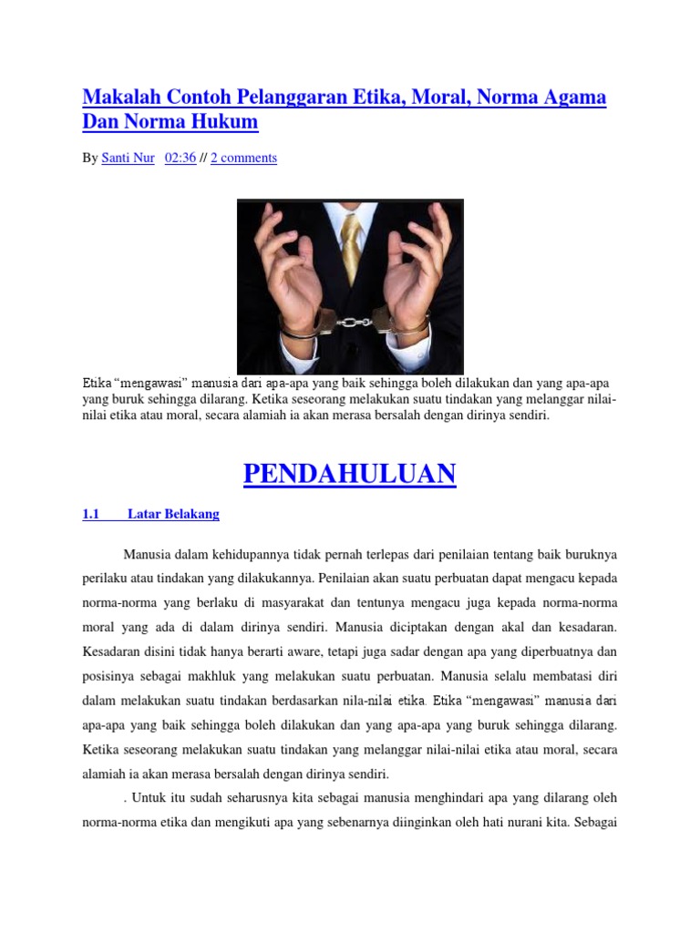 Makalah Contoh Pelanggaran Etika