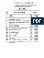 Tarif Pelayanan Puskesmas Kia & KB