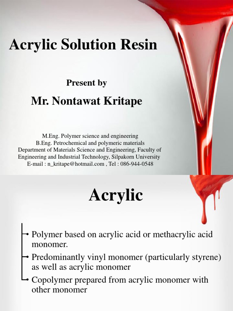 Acrylic Resin Polymerization Poly(Methyl Methacrylate)