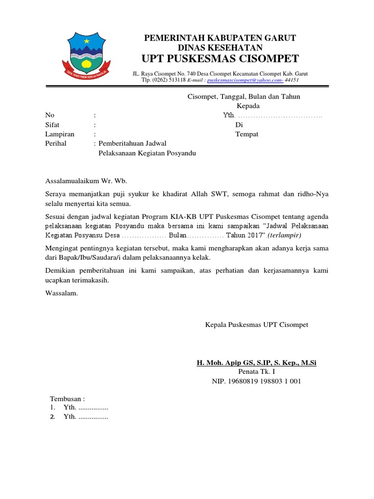 Surat Pemberitahuan Jadwal Kegiatan Posyandu Docx