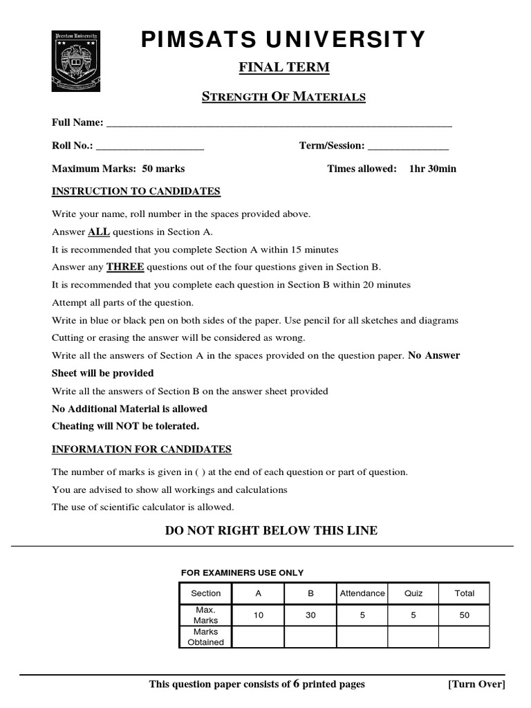 Strength of Materials Lecture Notes Civil Engineering 12 Download
