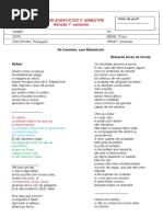 LISTA DE EXERCÍCIOS - REVISÃO DO 1° SEMESTRE - 9°ANO GABARITO