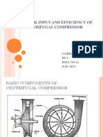 Work Input and Efficiency of Centrifugal Compressor