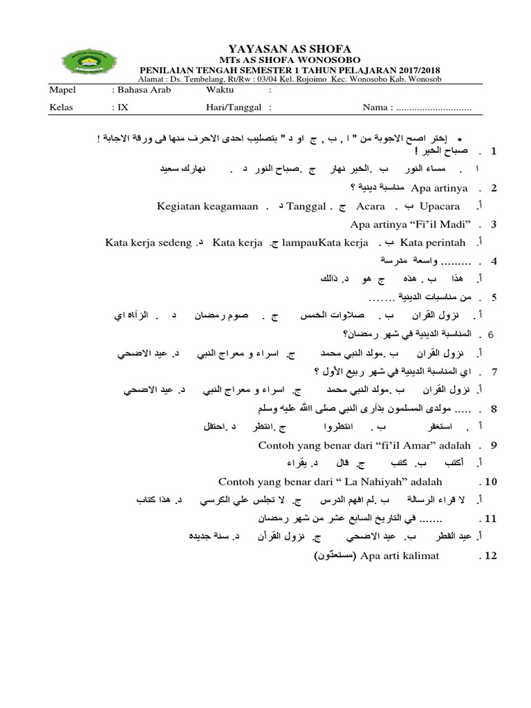 Bahasa Arab Kelas 9 Ilmusosial Id