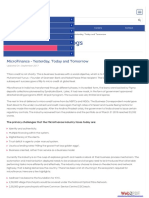 MicroFinance - Yesterday, Today and Tomorrow