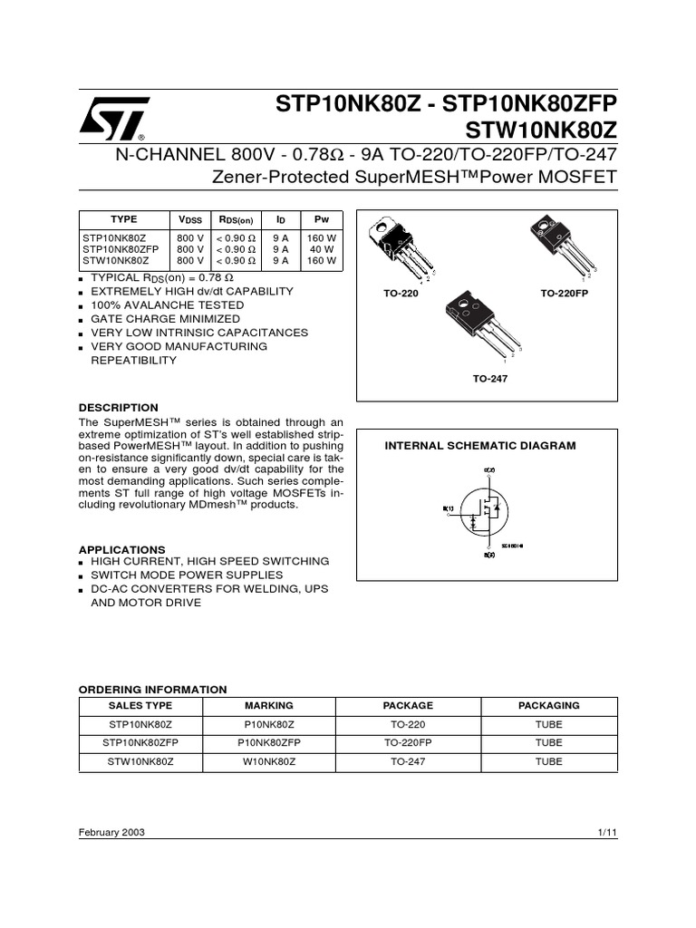 Datasheet PDF PDF Diode Mosfet