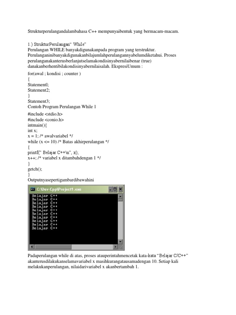 Struktur Perulangan Dalam Bahasa C++ | PDF