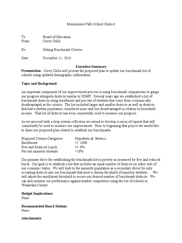 Executive Summary - Benchmark Districts | PDF | Career & Growth | Business