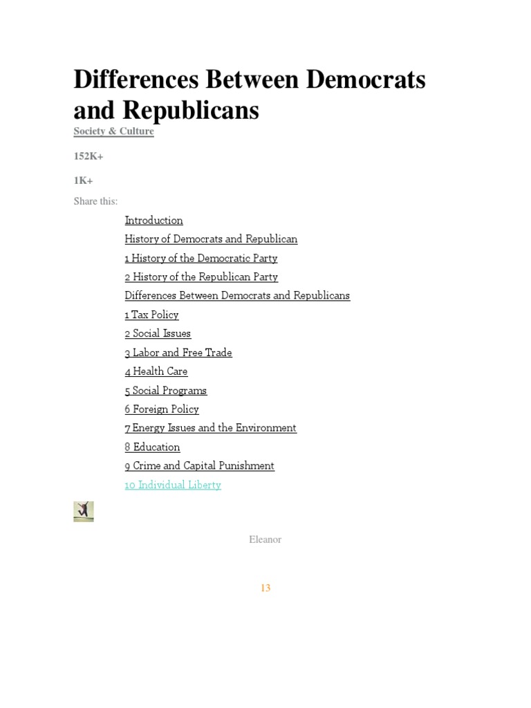 Differences Between Democrats and Republicans | PDF | Democratic Party ...
